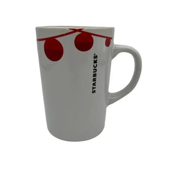 2012 Starbucks Holiday / Christmas Mug - Round Ornaments - 4.5" Tall 10.8  Ounce